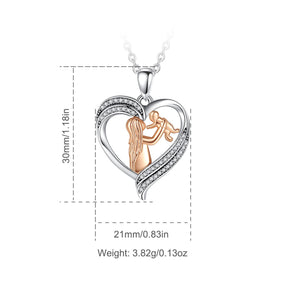 Mother and Baby Necklace Rose Gold Paved-Crystal Heart Pendant Jewelry Mother's Day Gift for Women