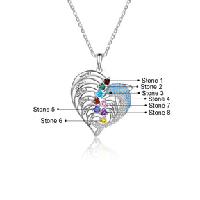 Delicate Dolphin 2-8 Name Necklace Customized Heart Pendant