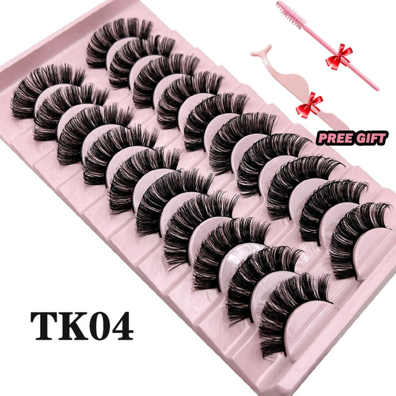 Strip Lashes 10-pairs Fluffy Mink Lashes 3D False Volume Eyelashes