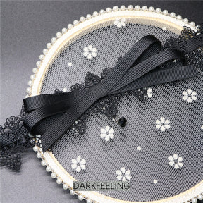 Bowknot Dark Girl Collana girocollo in pizzo nero Harajuku Punk Gothic Loli Cute Collar