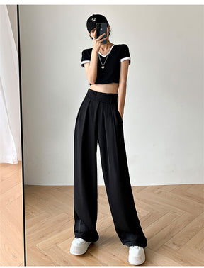 Casual Baggy Trousers Women Summer High-Waist Pants Loose Straight Mopping Pants