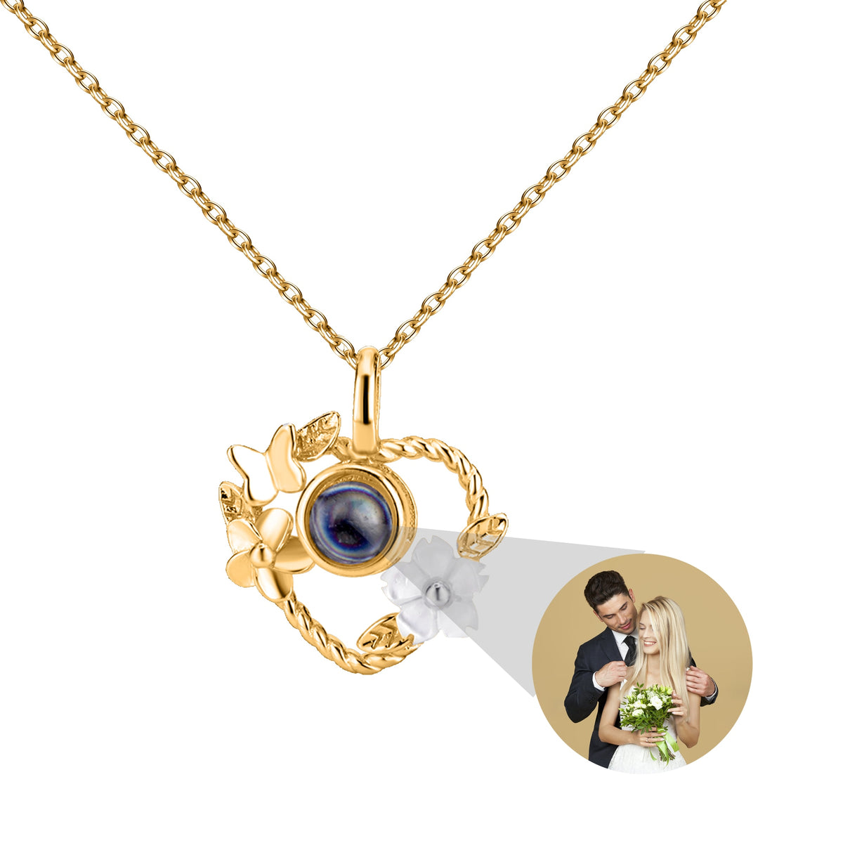 Flowers that can be customized for photos Personalized Projection Photo Necklace