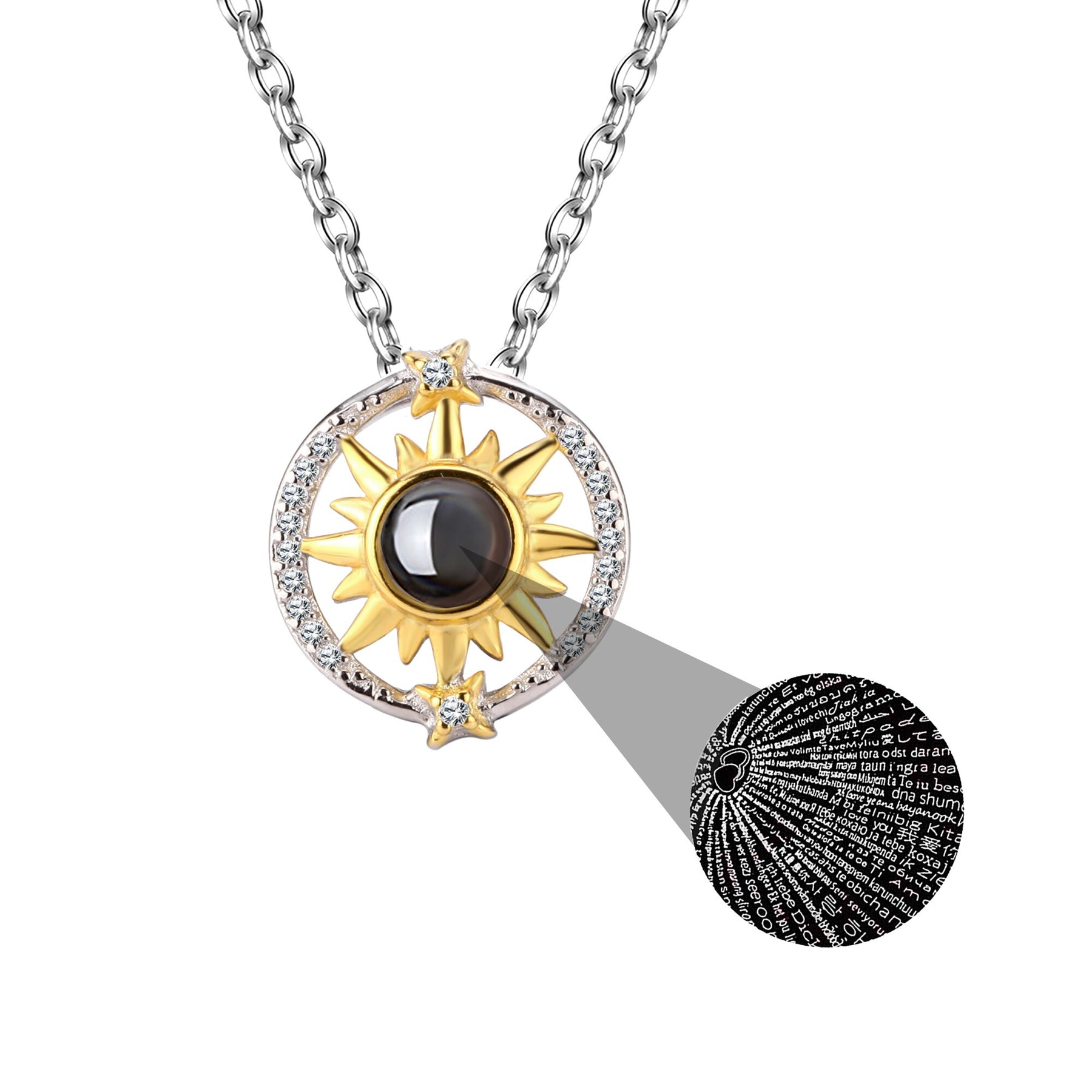 Customizable photo sunflower Projection Necklace Pendant Jewelry