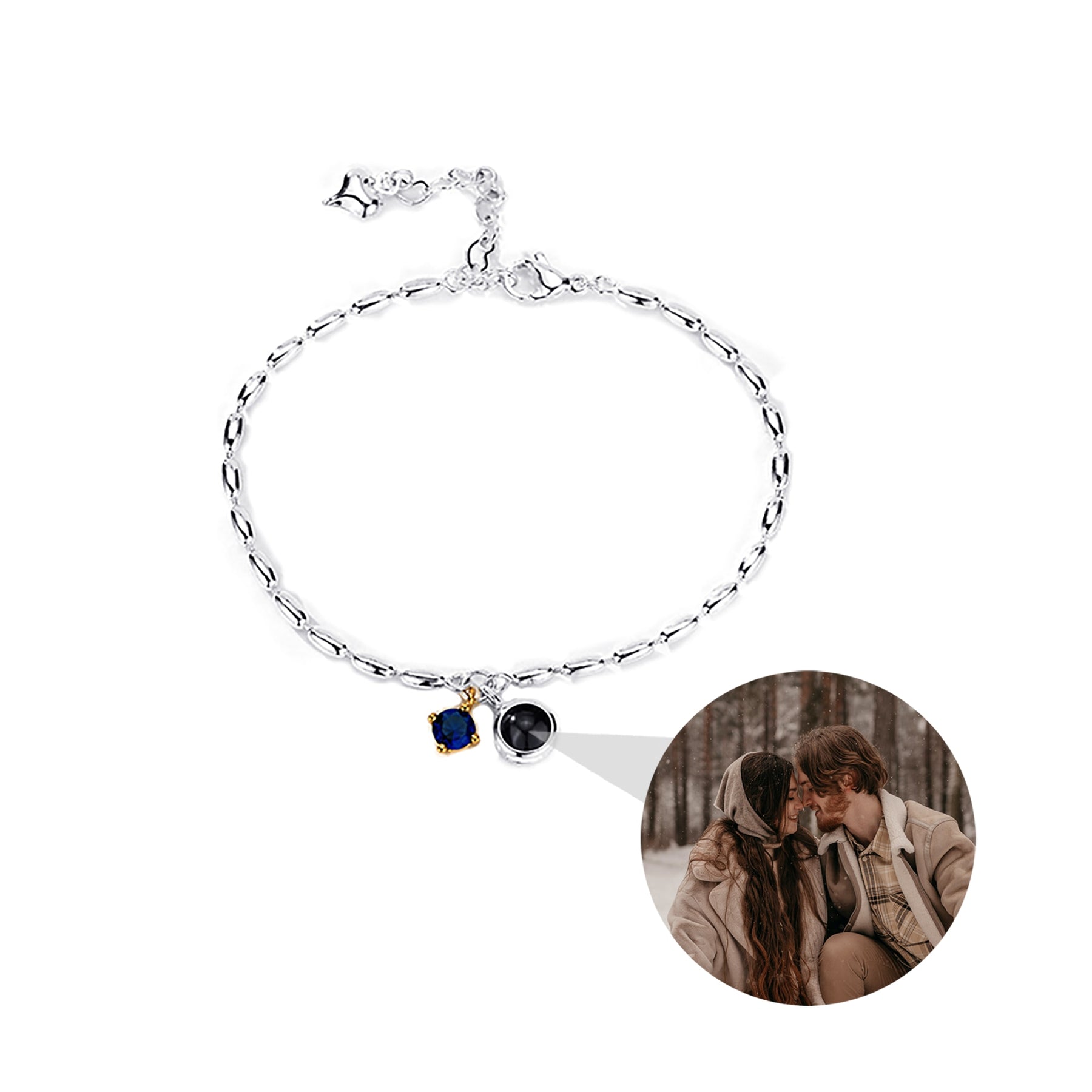 Customized birthstone and photo Circle Photo Bracelet Projection Bracelets