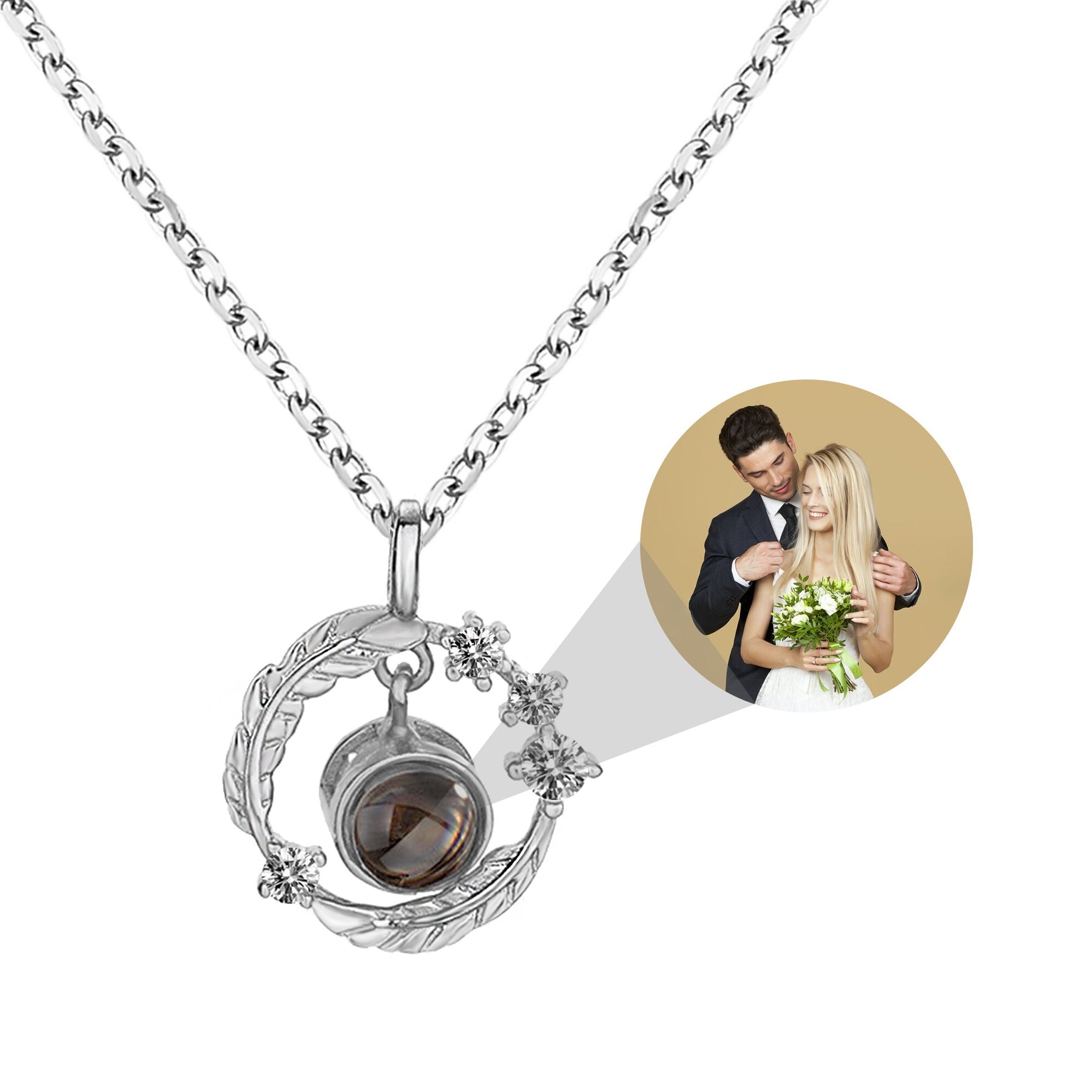 Personalized Photo Feather Projection Necklace New Jewelry