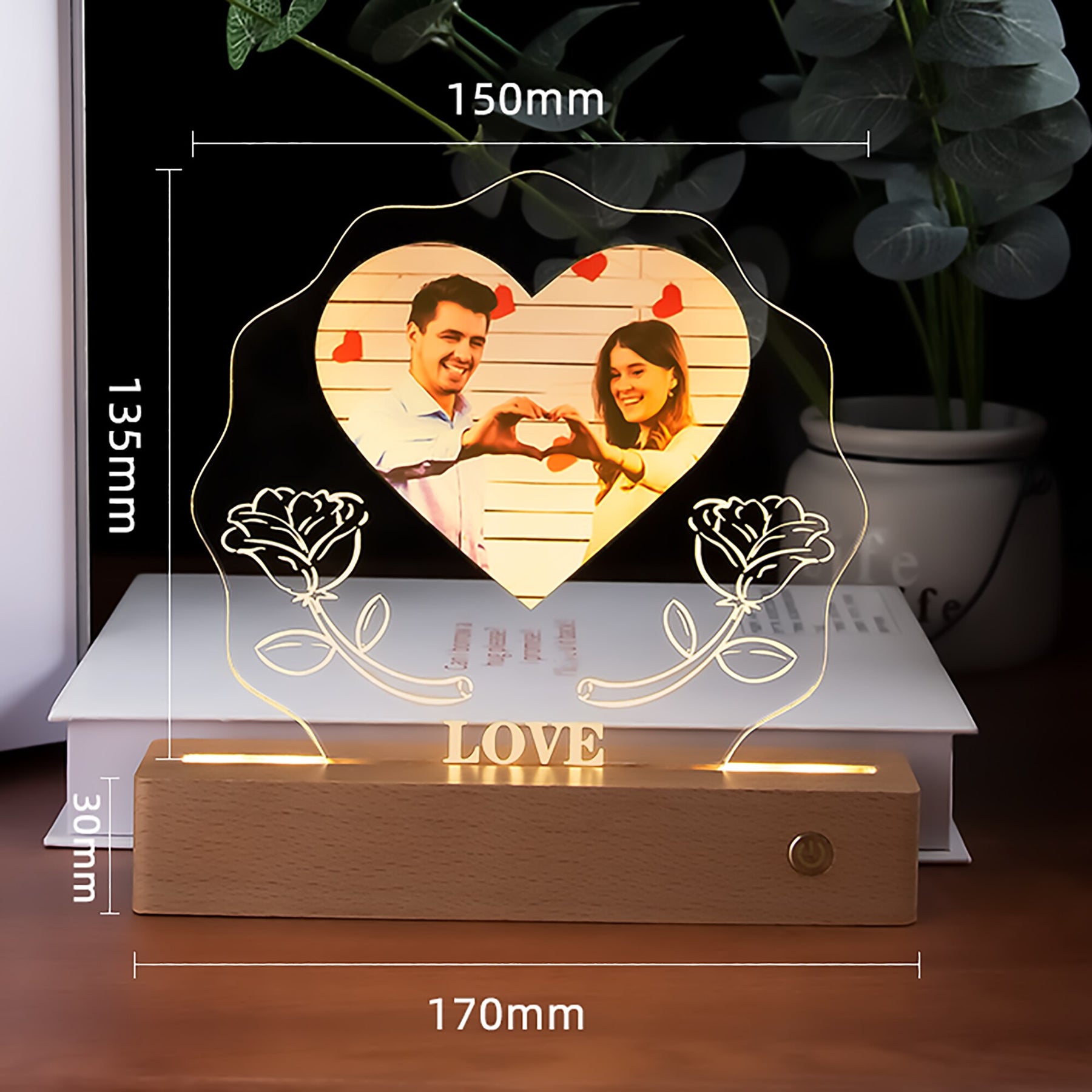 3D Love Lamp Acrylic  LED Night Light Customized Photos Valentines Day Gift