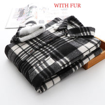 Velvet Thicken Plaid Shirts Blouses Autumn Winter Warm Shirts