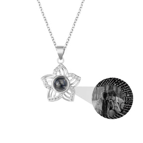 Customized Crystal Flower Photo Projection Pendant Necklace Personalized