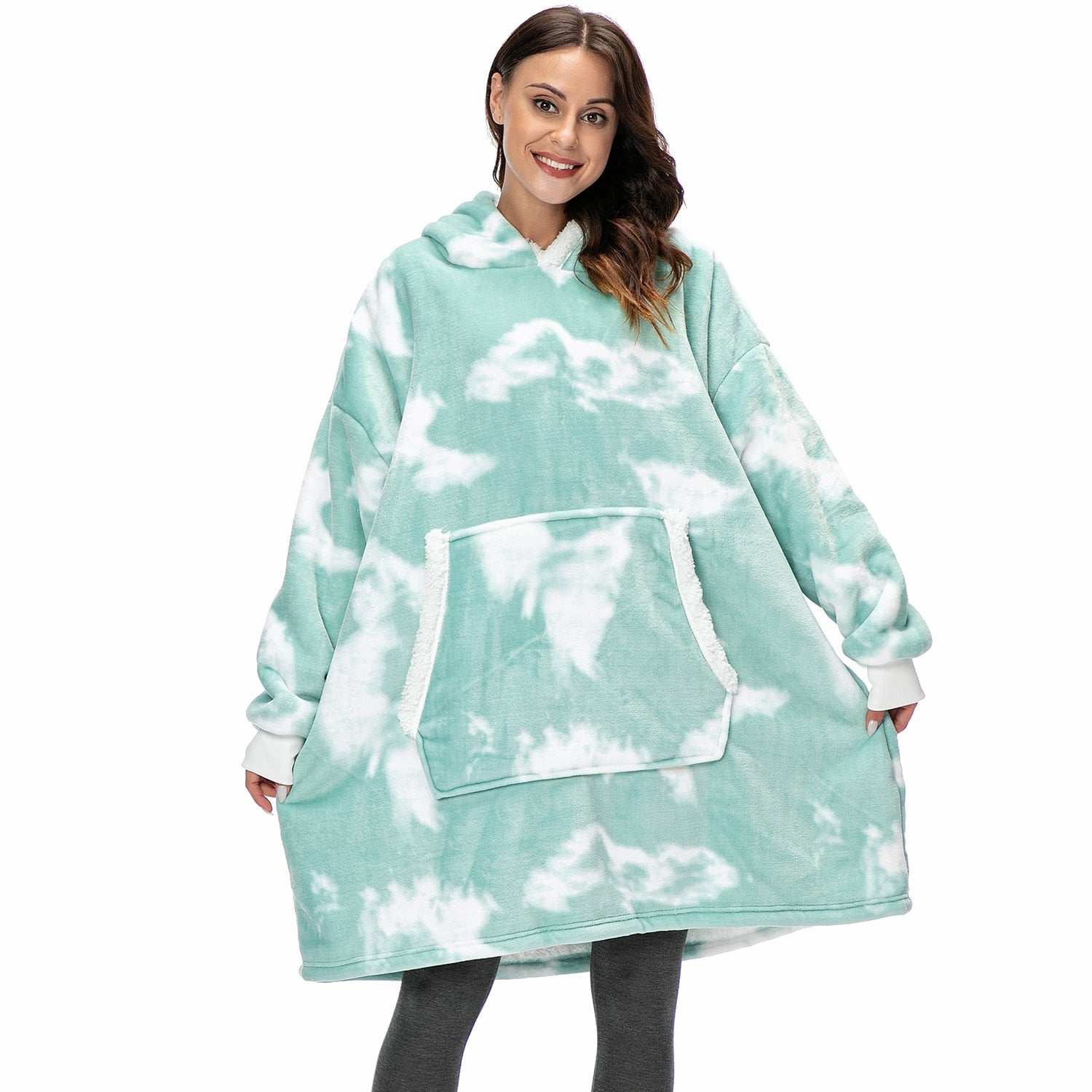 Winter Oversized Hoodies Women Giant Hoody Flannel Fleece Wearable Blanket