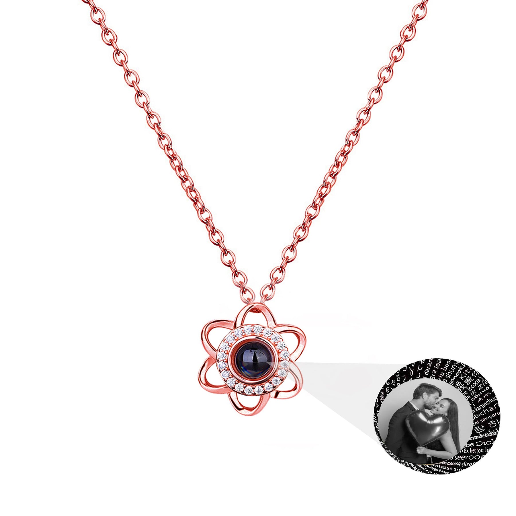 Flowers that can be customized for photosProjection Necklace Pendant Jewelry