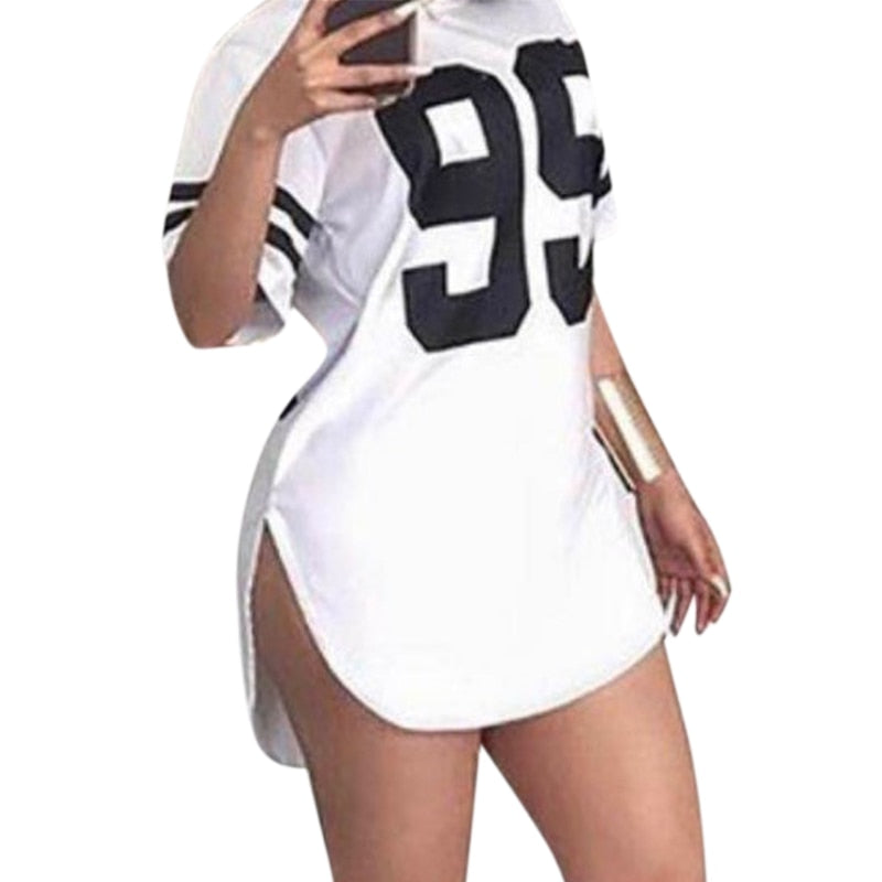 graphic tee Women 95 Letter Print Tops Summer Split Short Sleeve Korean Style Tshirts