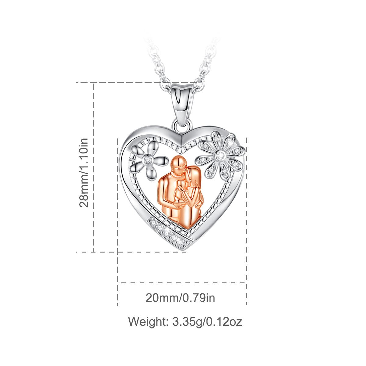 Happy Family Halskette Roségold Herz Blume Anhänger Halskette Einfacher feiner Schmuck Muttertagsgeschenk