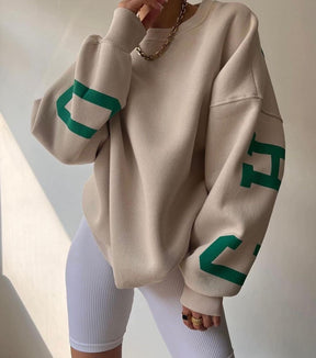 Casual Letters Print Sweatshirt Women Long Sleeve Loose Hoodies Y2k Streetwear