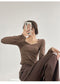 Fishbone Pattern Women's Long Sleeve T-shirt High Waist Slim Square Collar Tops Woman