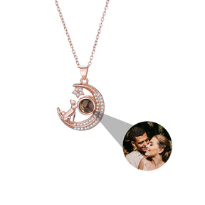 Customizable photo Cute moon necklace Projection Necklace