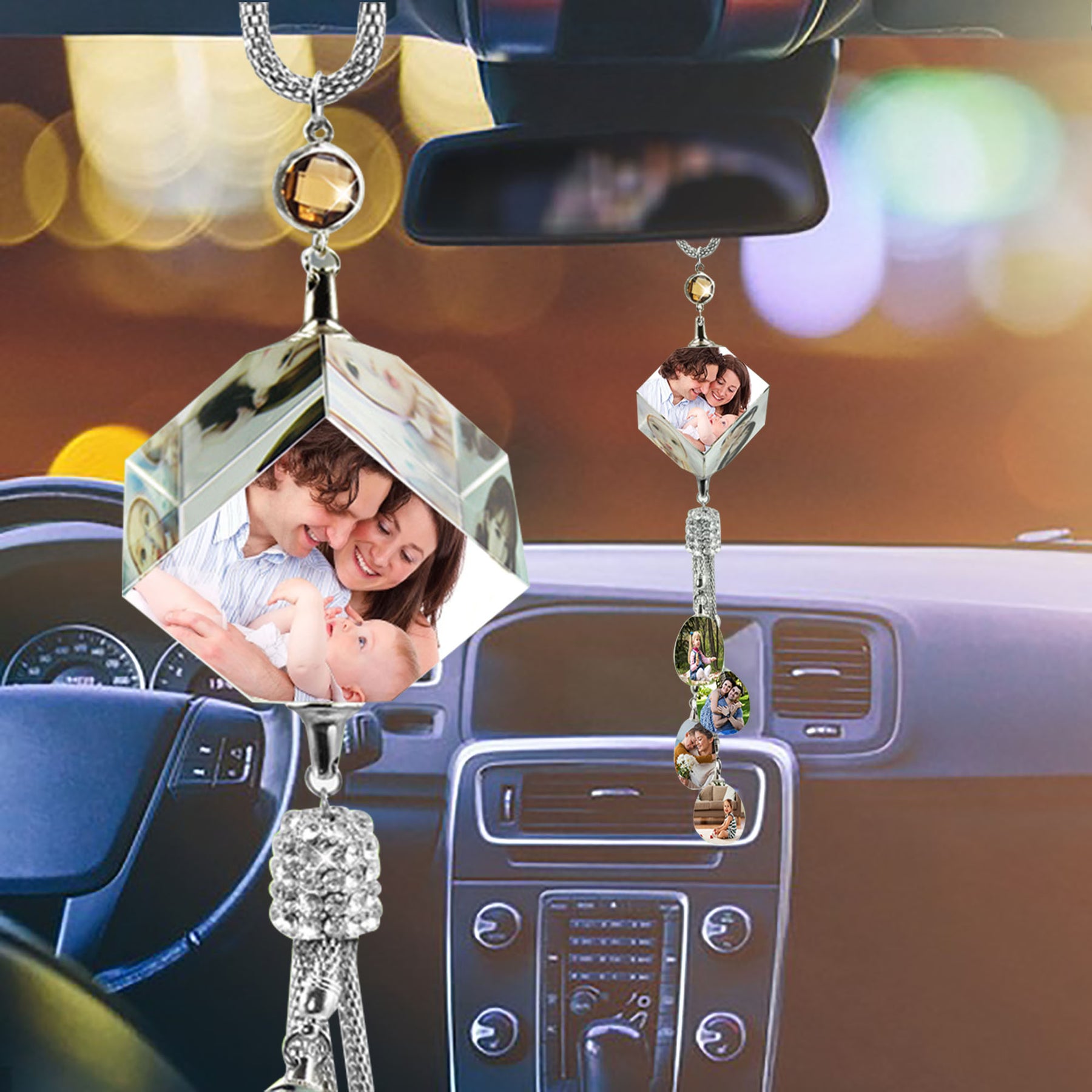 Customizable photo Car Rearview Mirror Pendant Car Interior Modeling Crystal Ball Ornaments