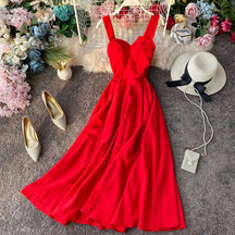 Vintage Long Dress Sexy Spaghetti Strap Backless Bandage Party Dress