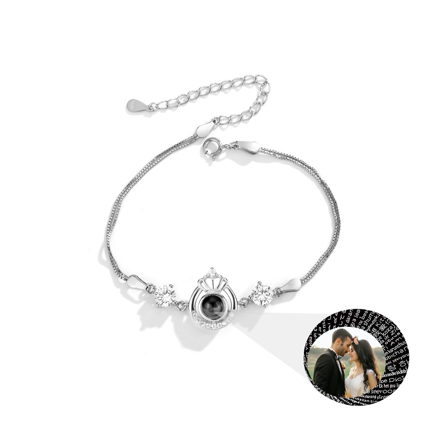 Projection queen crown bracelet for customized photos Couple Bangles For Him