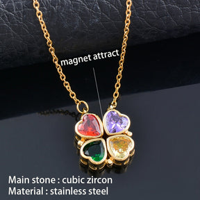 Trendy Flower Magnetic Attract Together Pendant Necklace