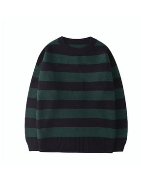 Autumn Winter Knitted Striped Sweater Casual Oversized Pullovers Sweaters