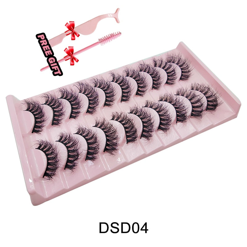 Strip Lashes 10 Paar Fluffy Mink Lashes 3D-Wimpern mit falschem Volumen