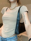 Pure Color Slim Short Sleeve Tees Women 2022 Summer Y2k Crop Fashion Sexy Blouse