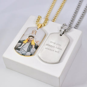 Custom Photo Necklace Engraved Text Picture Pendant Memorial Family Jewelry