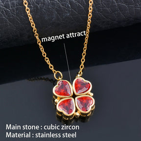 Trendy Flower Magnetic Attract Together Pendant Necklace