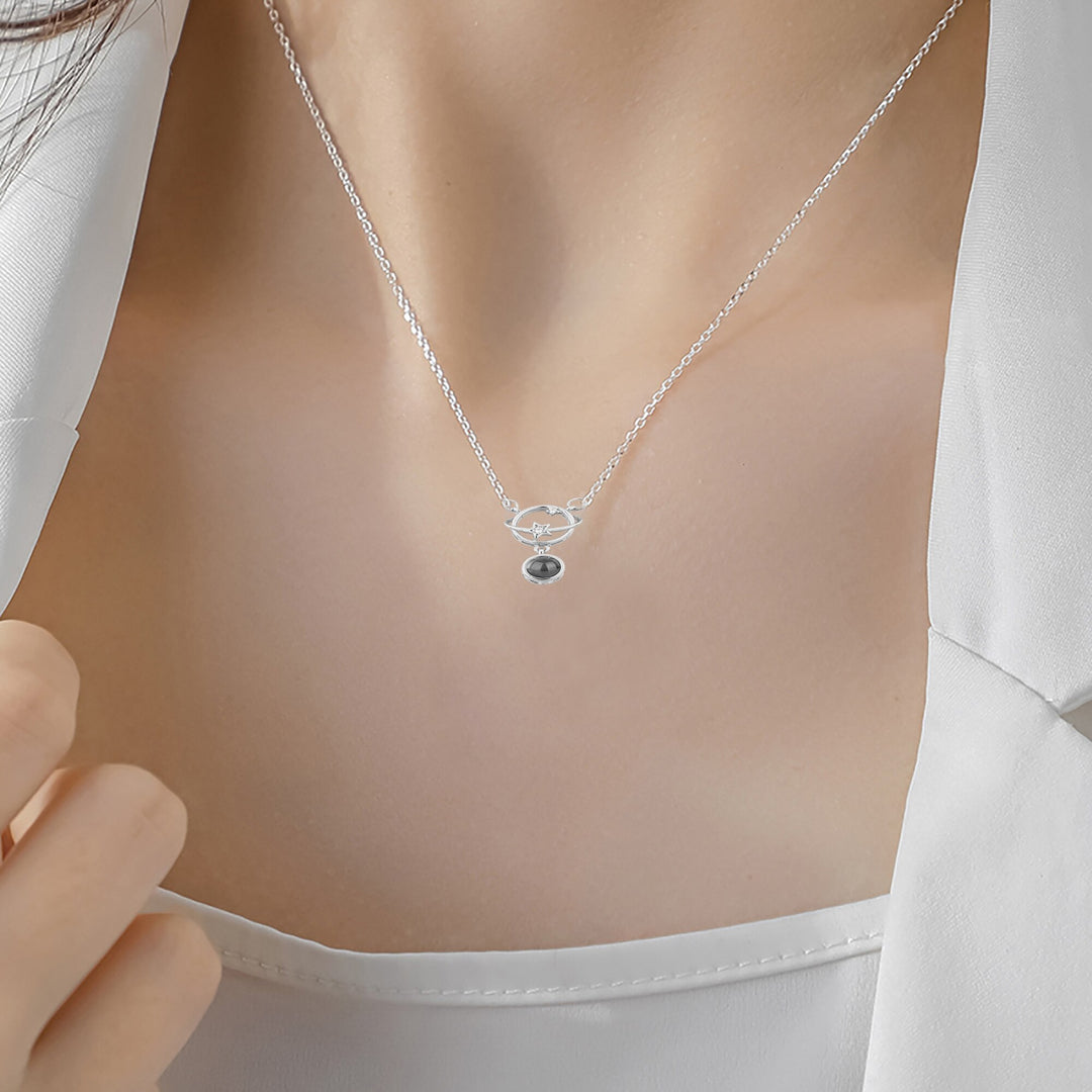 Planeet met aanpasbare foto's Projectieketting Hanger Sieraden