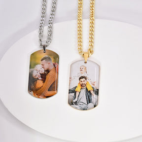 Custom Photo Necklace Engraved Text Picture Pendant Memorial Family Jewelry