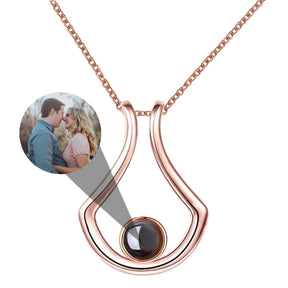 Custom Geometric Bracket Curved Projection Necklace Personalized Color Photo