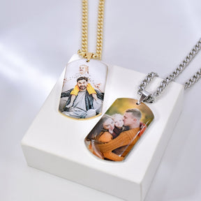 Custom Photo Necklace Engraved Text Picture Pendant Memorial Family Jewelry