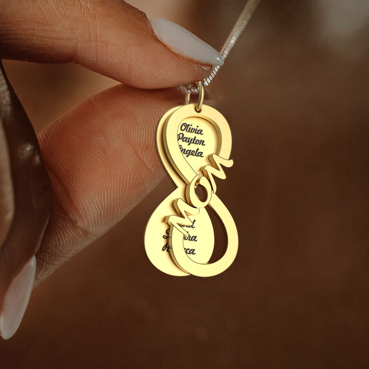 Personalisierte MOM-Namenskette Rotate Double Layer Pendant Beste Geschenke