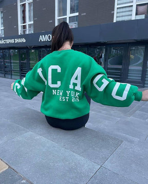 Casual Letters Print Sweatshirt Women Long Sleeve Loose Hoodies Y2k Streetwear