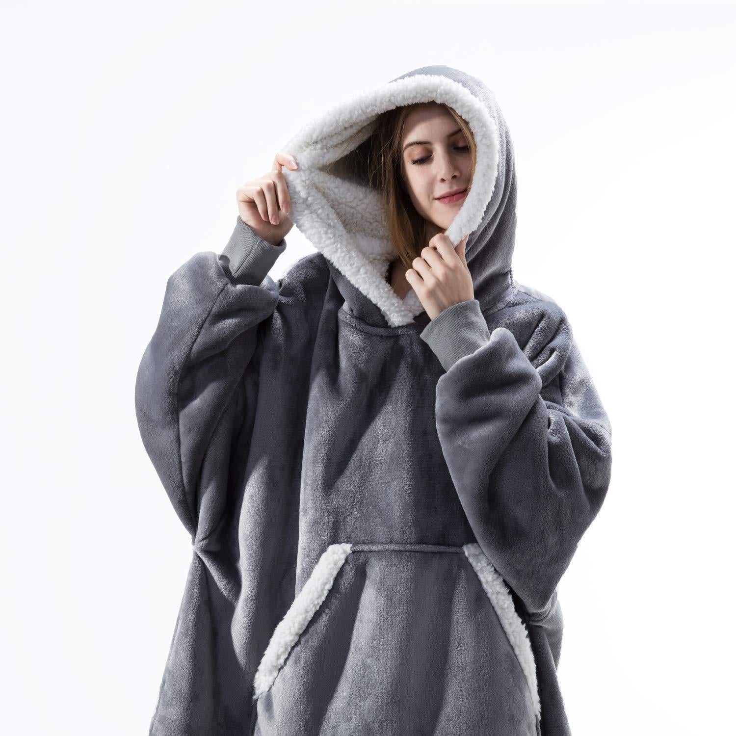 Winter Oversized Hoodies Women Giant Hoody Flannel Fleece Wearable Blanket