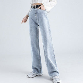 Spring Women Long Jeans Trousers Wide Leg Ladies Floor-Length Pants