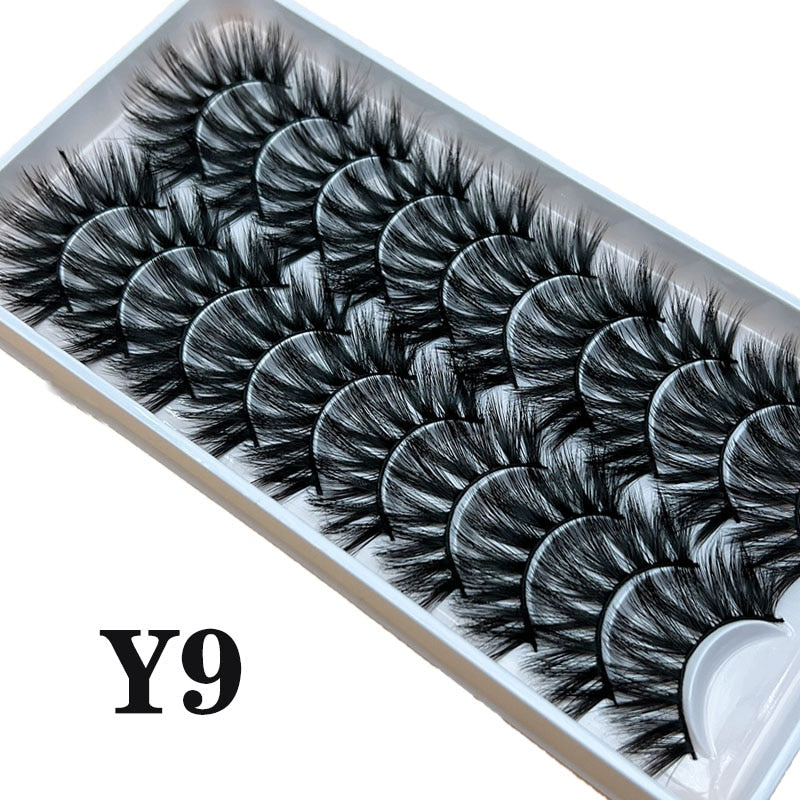 Strip Lashes 10-pairs Fluffy Mink Lashes 3D False Volume Eyelashes