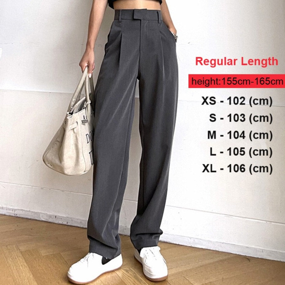 Straight Female Trousers Casual High Waist Women Long Pants