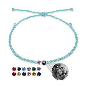 Customized birthstone Personalized Circle Photo Bracelet