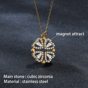 Trendy Flower Magnetic Attract Together Pendant Necklace