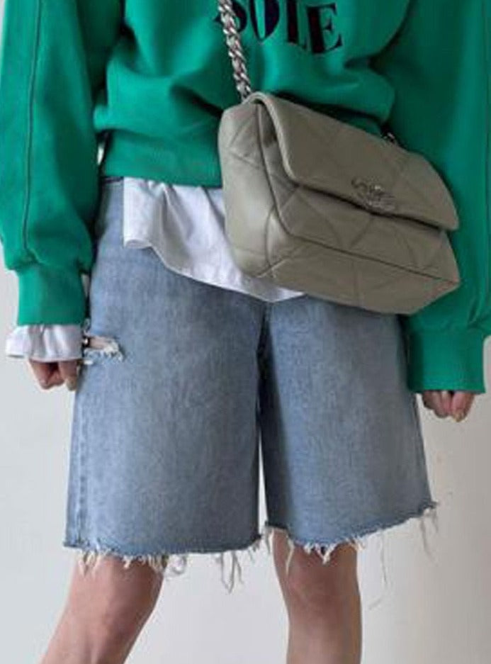 Frühlings-Sommer-lose zerrissene Löcher Damen-Jeans-Shorts mit weitem Bein