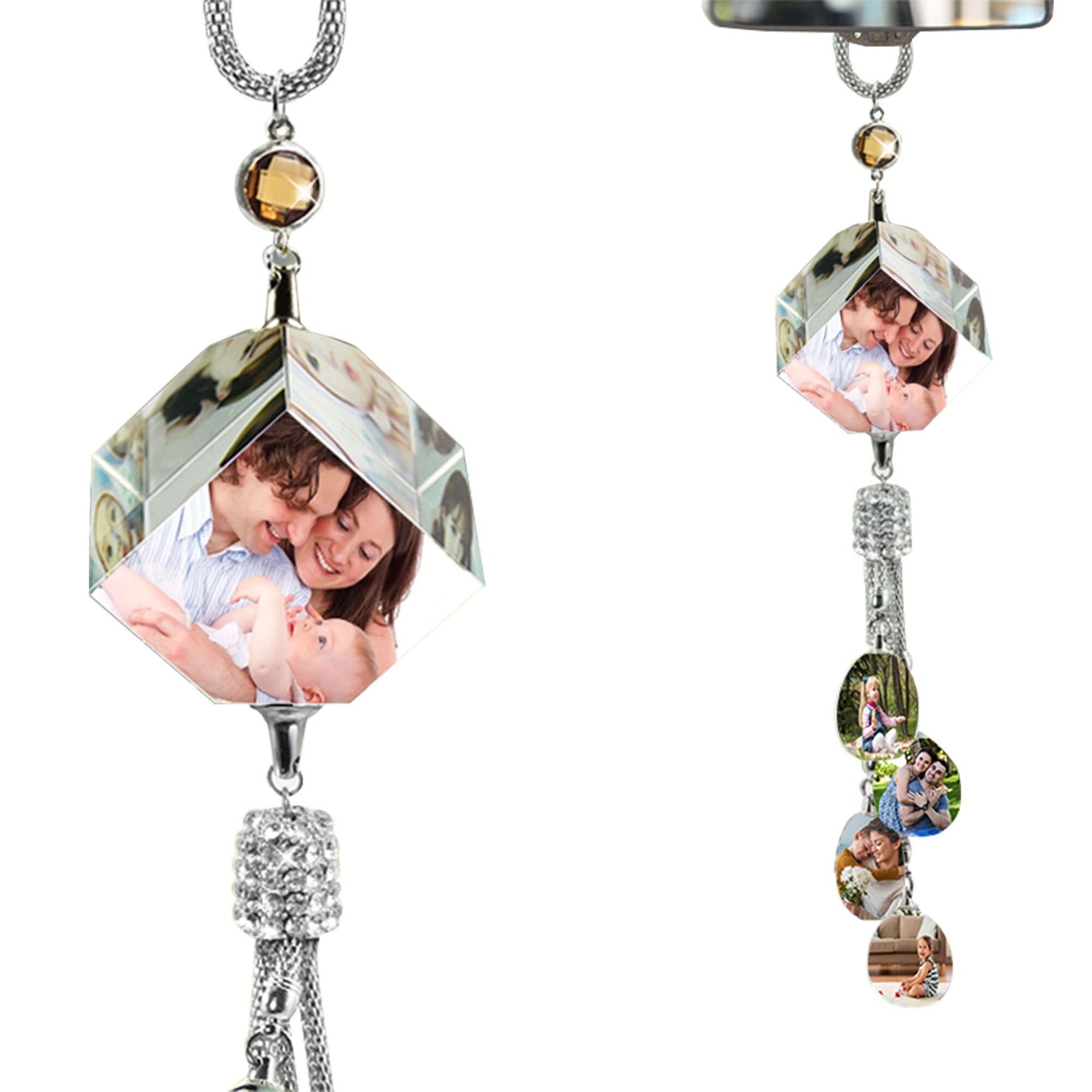 Customizable photo Car Rearview Mirror Pendant Car Interior Modeling Crystal Ball Ornaments