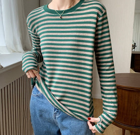 Casual O-neck Women Striped T-shirts  Spring Summer Short Sleeve Loose Female Tops