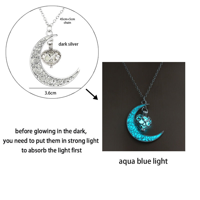 Luminous Dragon Necklace Glowing Night Fluorescence Silver Plated Glow In The Dark Necklace