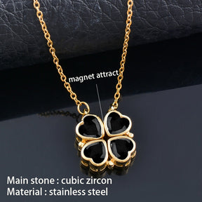 Trendy Flower Magnetic Attract Together Pendant Necklace