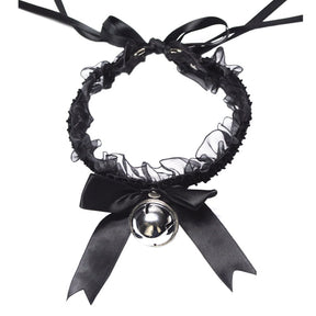 Bowknot Dark Girl Collana girocollo in pizzo nero Harajuku Punk Gothic Loli Cute Collar