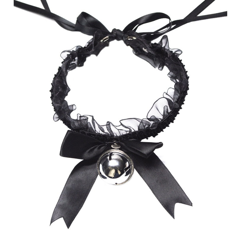 Bowknot Dark Girl Black Lace Choker Necklace Harajuku Punk Gothic Loli Cute Collar