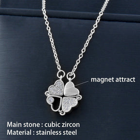 Trendy Flower Magnetic Attract Together Pendant Necklace