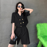 Fashion Office Short Sets Women Korean Loose Two Piece Suits Summer Thin