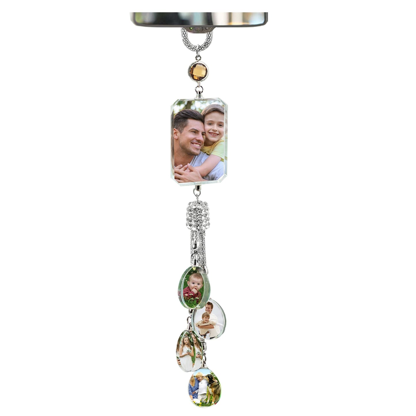 Customizable photos Car Rearview Mirror Hanging Ornament Artificial Crystal Styling